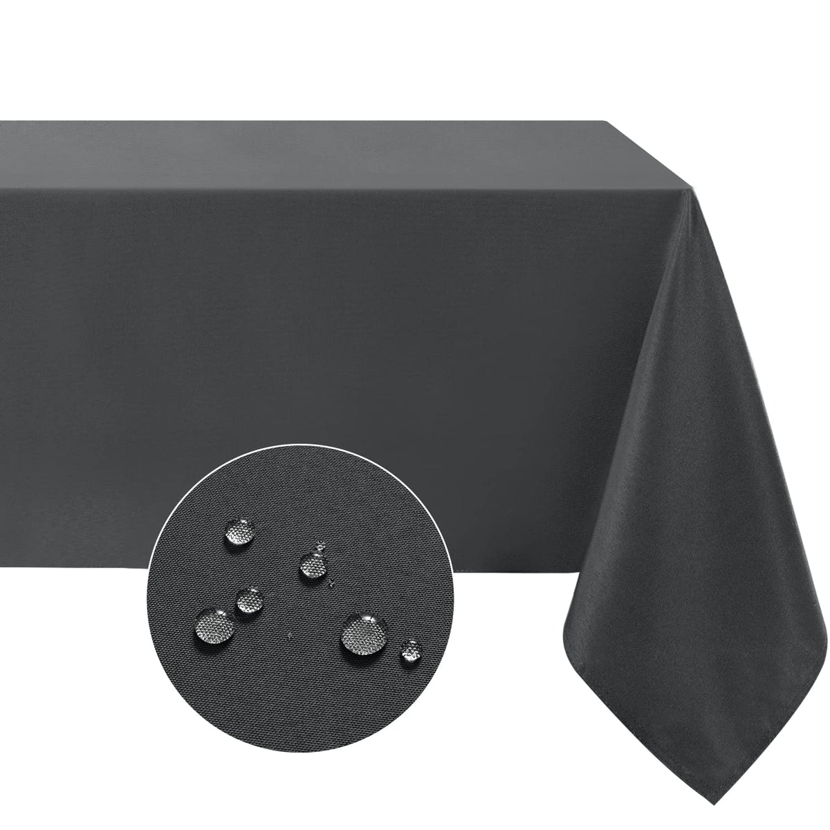 Softalker Rectangle Tablecloth, Waterproof Table Cloths Wrinkle Free Fabric Washable Polyester Table Cover for Dining Party Outdoor Camping Wedding - 60 x 84 inch, Black