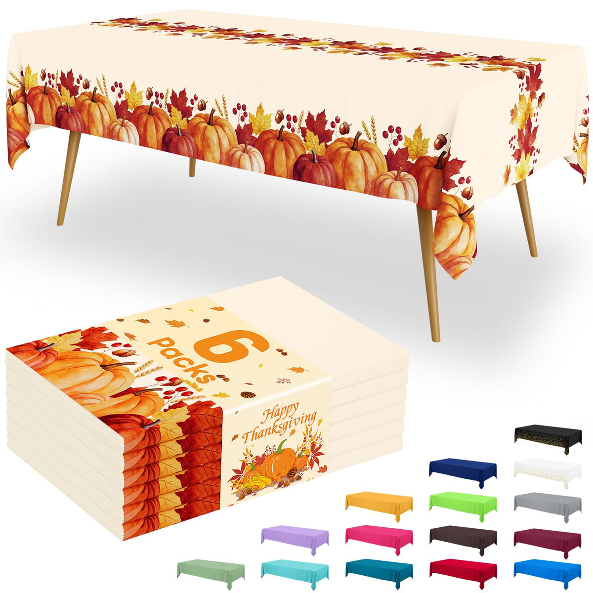 Smiry Disposable Table Cloth - 6 Pack, 54 x 108 Inch Waterproof Rectangle Tablecloths for Parties, Decorative Plastic Table Cover, Leakproof & Sturdy, White