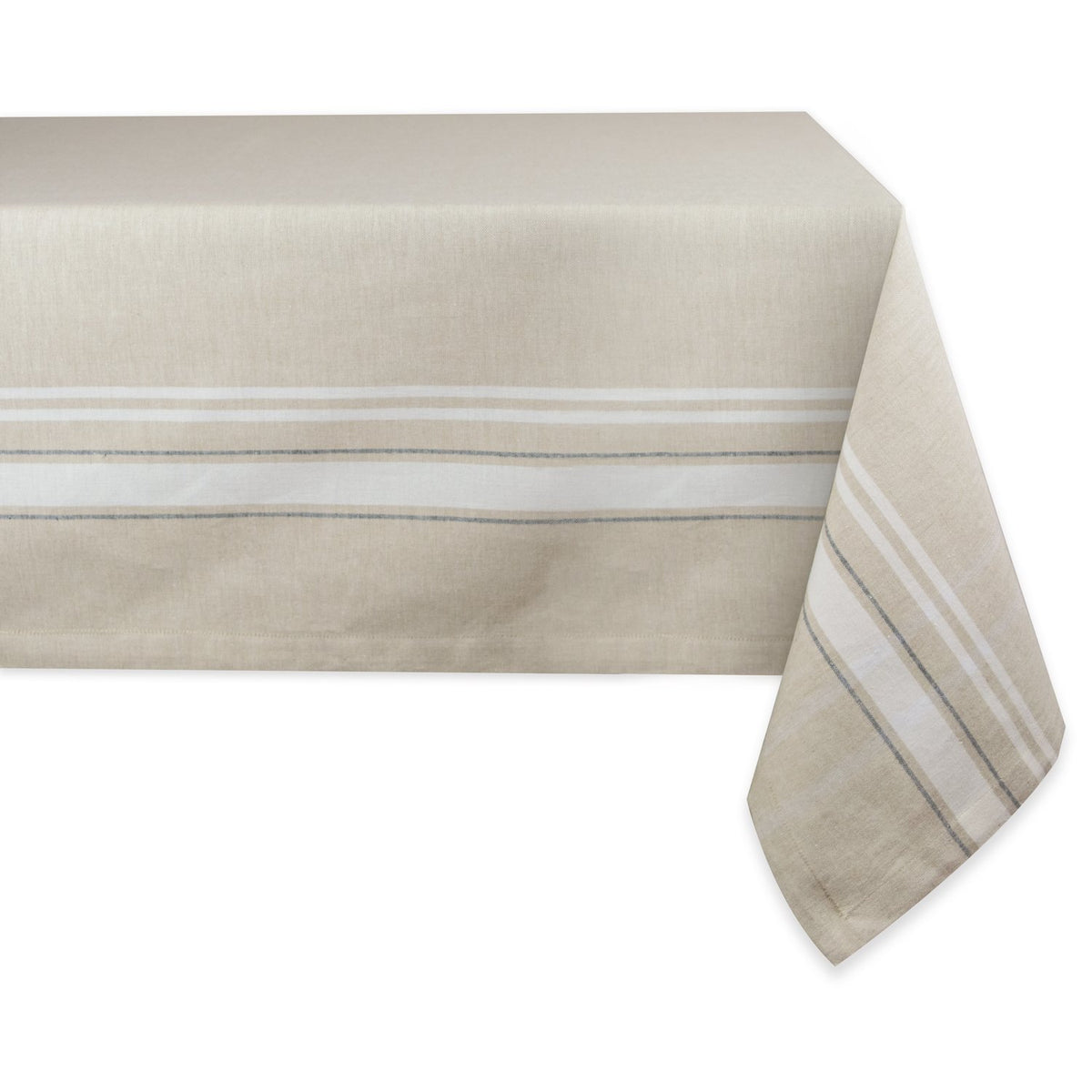 DII French Stripe Tabletop Collection Farmhouse Style Dining Table Linen Tablecloth, 60x120, Blue Chambray