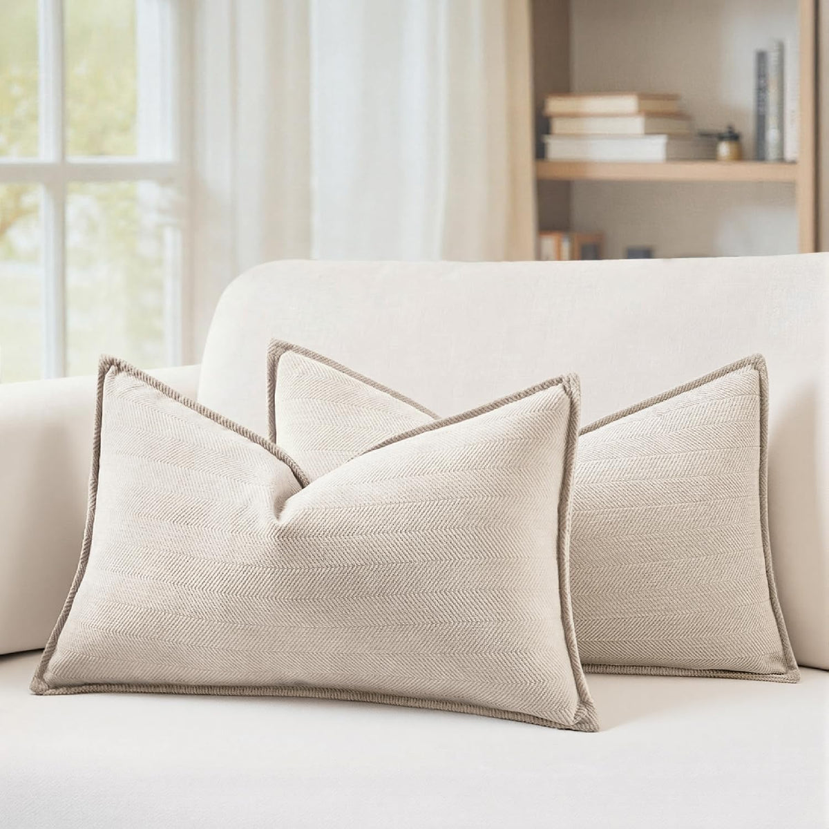 MIULEE Pack of 2 Sage Green Decorative Chenille Pillow Covers 20x20 Inch