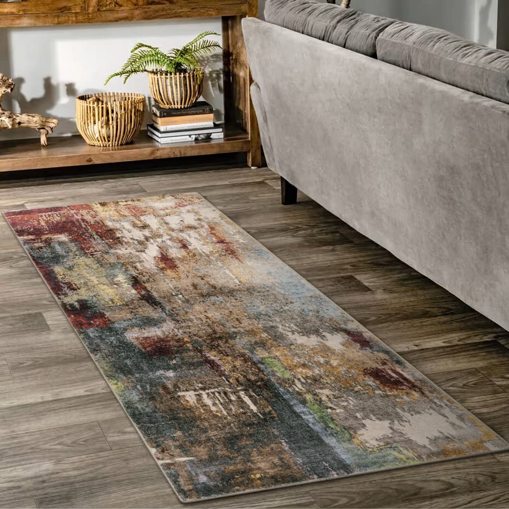 Lahome Modern Abstract Washable 5x7 Area Rugs for Living Room, Colorful Soft Bedroom Rug Low Pile Non Slip,Stain Resistance Dining Room Carpet for Nursery Office Entrance Home Office Decor