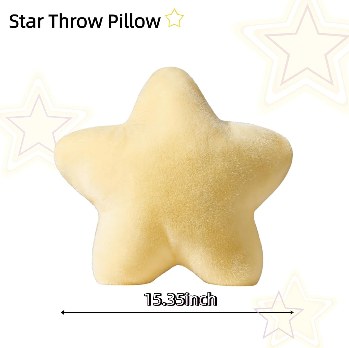 2PCS Star Pillow Set,15.35“ Cute Yellow Decorative Throw Pillows for Bed