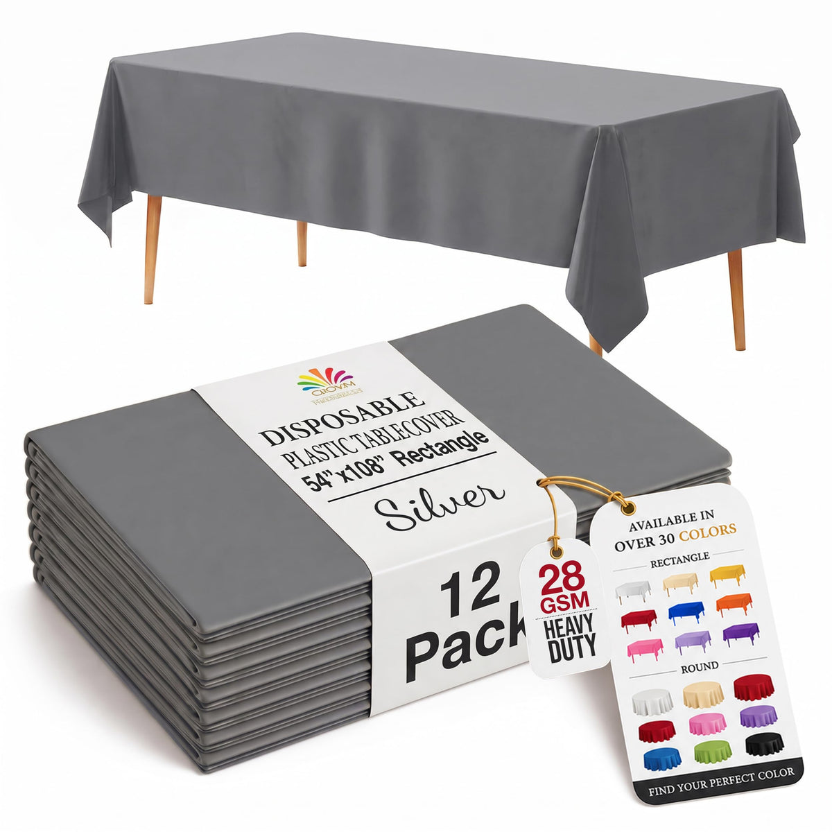 Exquisite 12-Pack Premium Plastic Tablecloth 12-Pack Premium Plastic Tablecloth 84in. Round Table Cover - Emerald Green