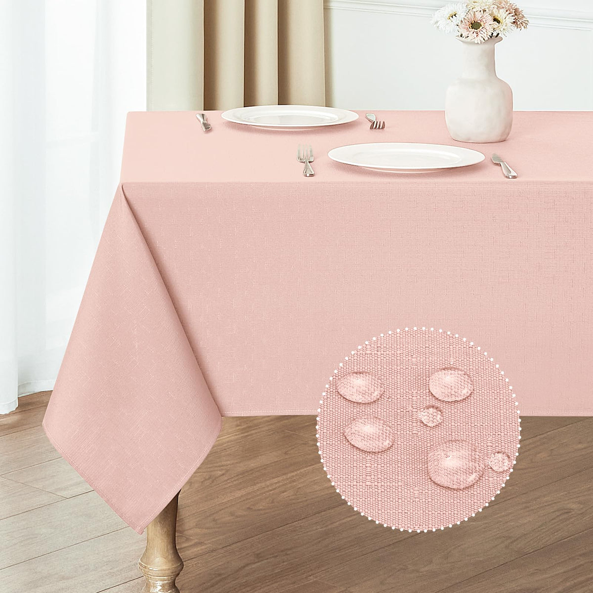 Veblandy Rectangle Tablecloth Waterproof Linen Textured Table Cloth Stain and Wrinkle Resistant Washable, Decorative Fabric Table Cover for Dining, Party and Camping (Sage Green, 52 * 70)