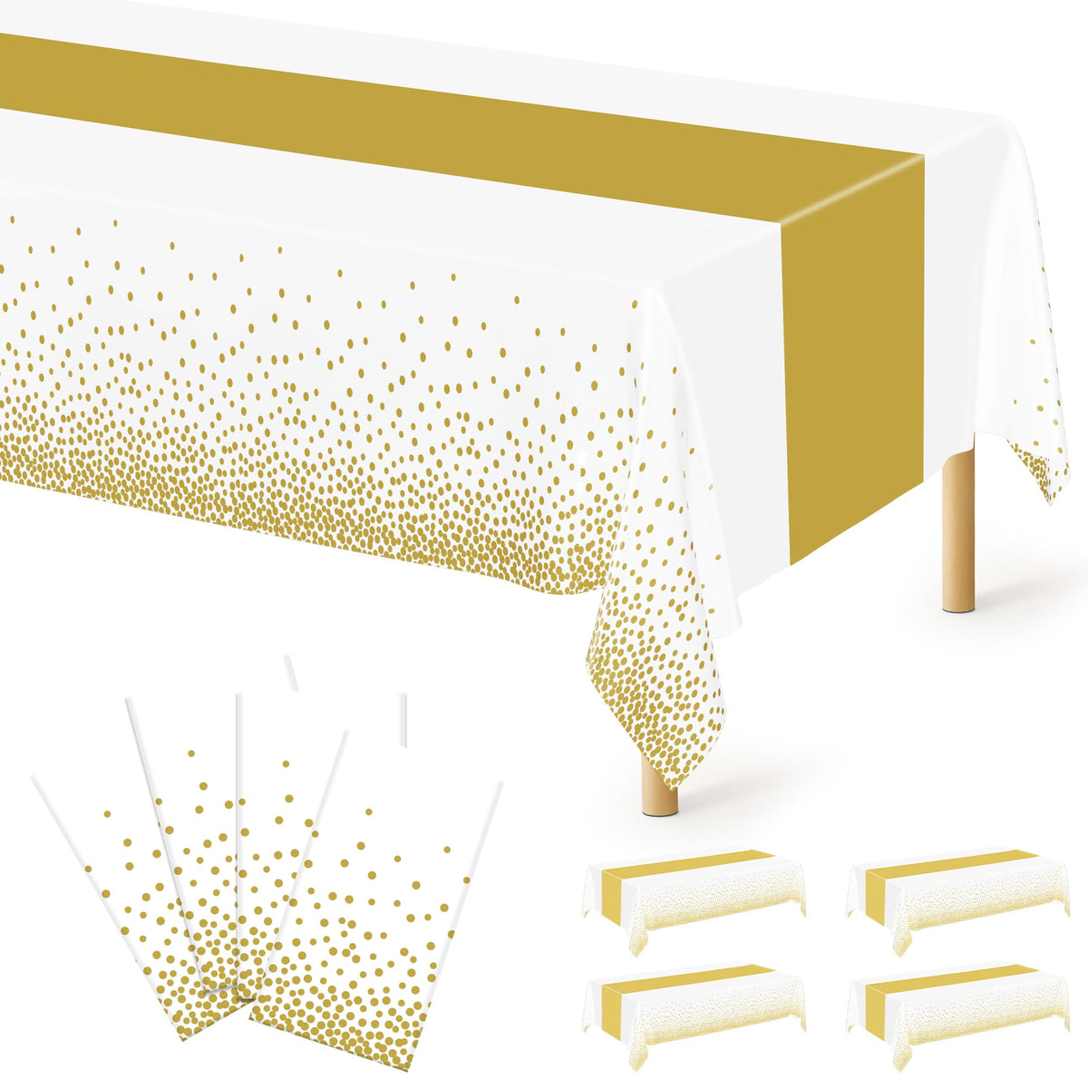 QZYL 4 Packs White Plastic Tablecloth, Large Sturdy Disposable Table Cloth