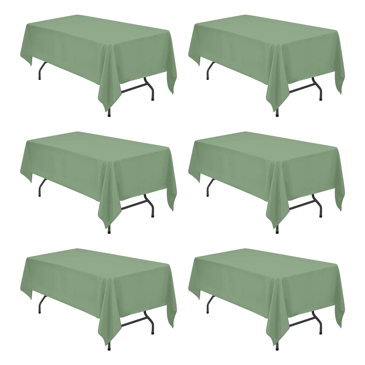 BRILLMAX 6 Pack Ivory Tablecloths 90x132 Inch for 6ft Rectangle Tables
