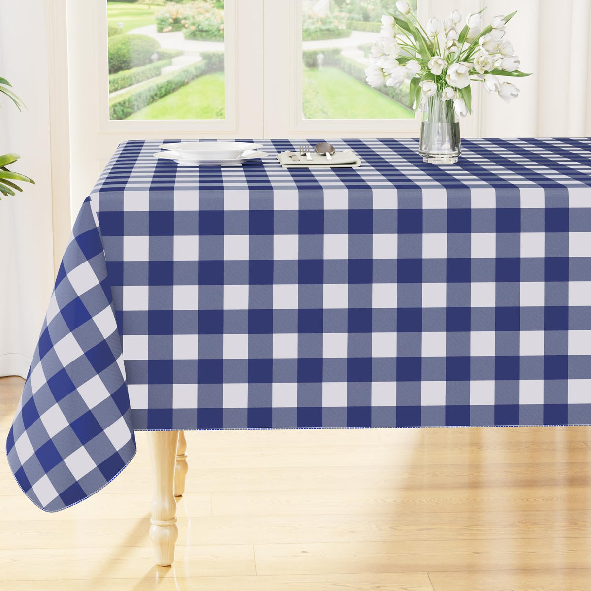 Smiry Picnic Table Cloth, Vinyl Tablecloths with Flannel Backing, 60"x84"