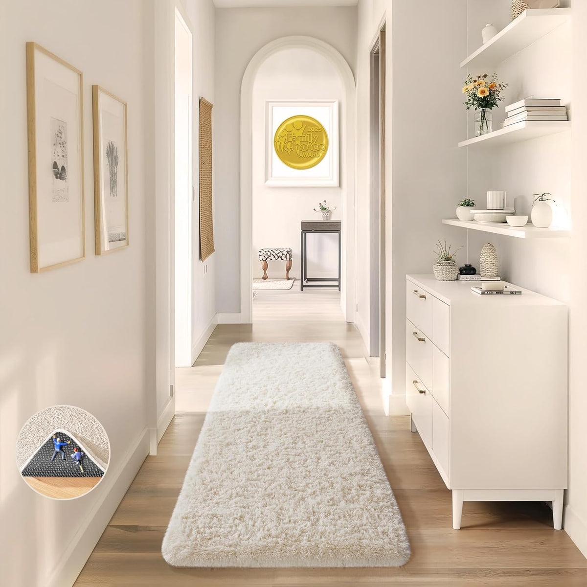 Ophanie Area Rugs for Bedroom, Christmas Upgrade Non-Slip Ivory Fluffy Soft Shag Living Room Carpet, Indoor Floor 4x6 Fuzzy Shaggy Plush Nursery Rug for Kids Dorm Decor with Over 99 pcs Pile fibers