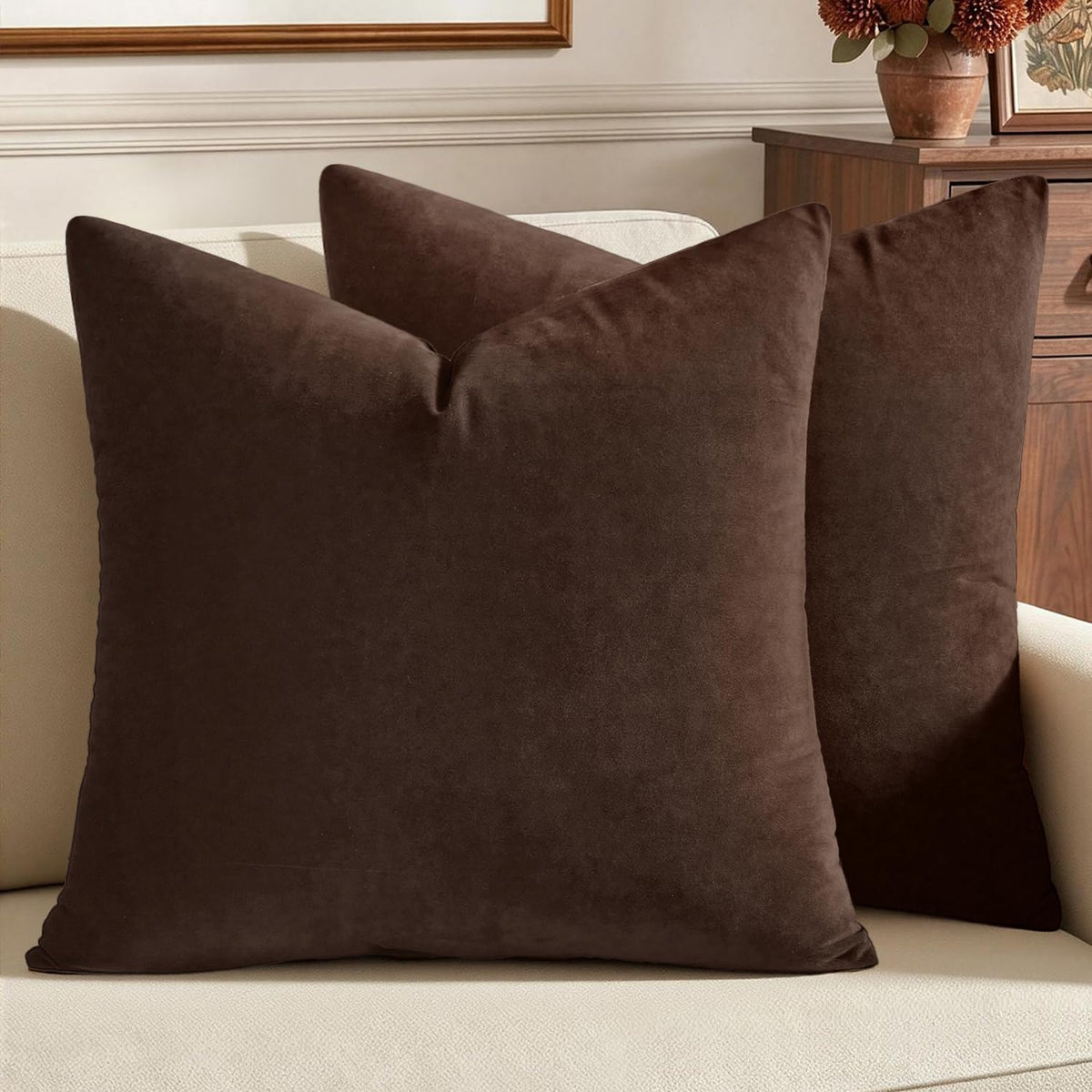 MIULEE Velvet Throw Pillow Covers 18x18 Inch Pack of 2 Dark Blue