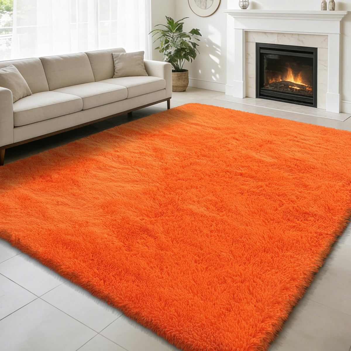 6x9 Black Fluffy Area Rug for Living Room,Large Shag Area Rugs for Bedroom