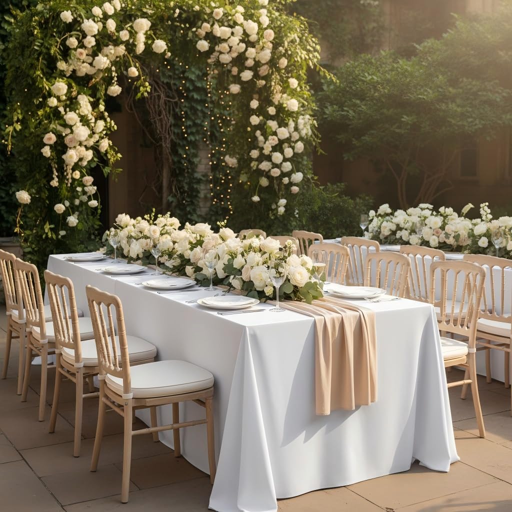 Fitable 6 Pack White Table Cloths 70x120 Inch for 6-8 Ft Rectangle Tables