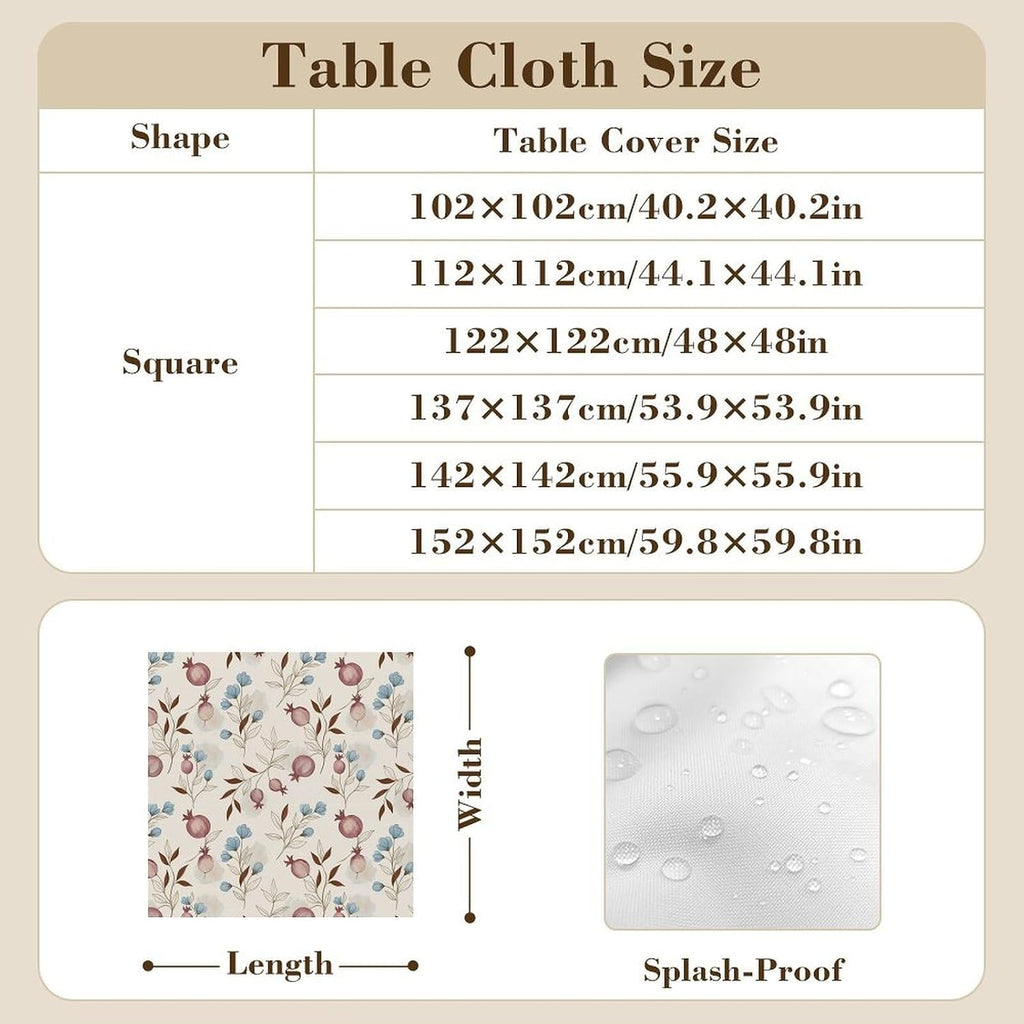 domirica Square & Rectangle Tablecloth, Trendy Floral Art Pattern, Waterproof Oil-Proof Wipeable Polyester Cover, Decorative Table Cloth for Kitchen, Picnic, Camping, Wedding Indoor Outdoor Party