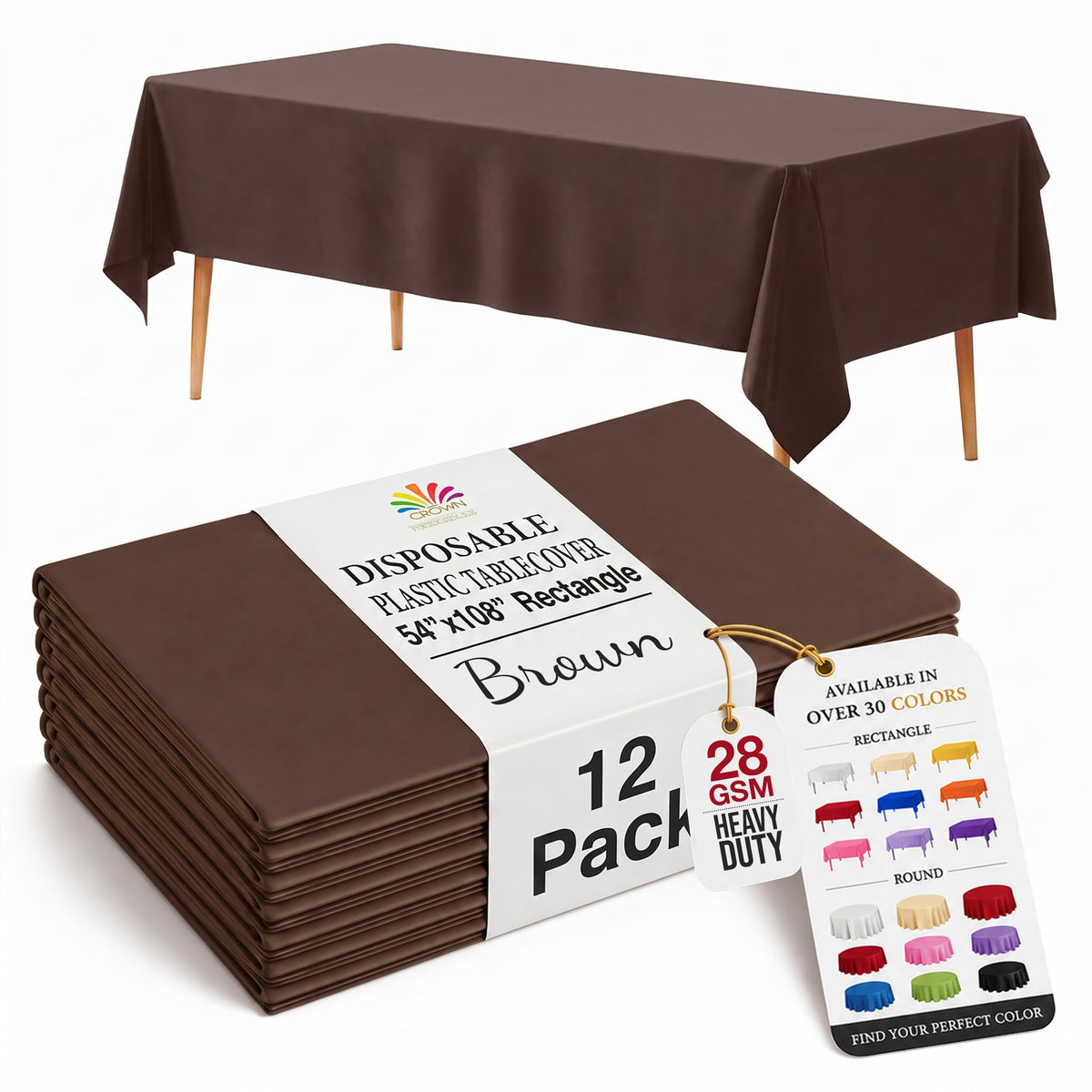 Exquisite 12-Pack Premium Plastic Tablecloth 12-Pack Premium Plastic Tablecloth 84in. Round Table Cover - Emerald Green