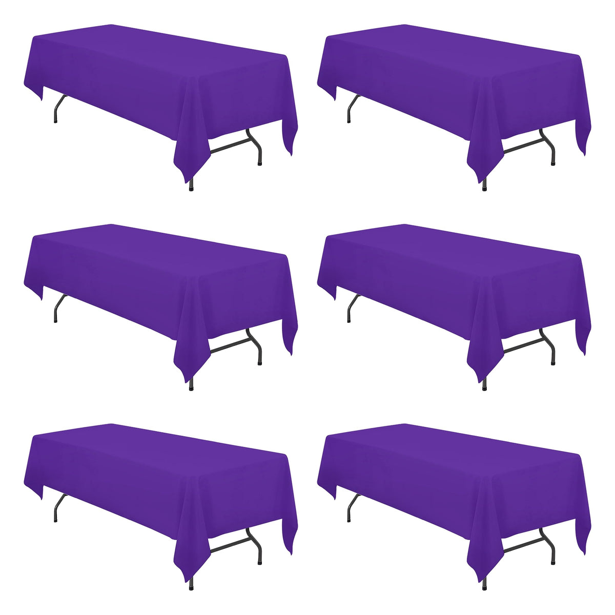 BRILLMAX 6 Pack Ivory Tablecloths 90x132 Inch for 6ft Rectangle Tables