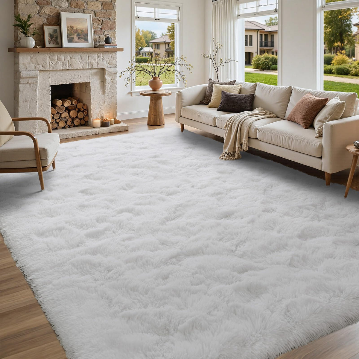 5x7 Black Area Rugs for Living Room, Large Fluffy Shag Bedroom Rugs Non-Slip, Ultra Soft Plush Carpet for Nursery Kids PlayRoom Dorm Office Indoor Modern Carpets