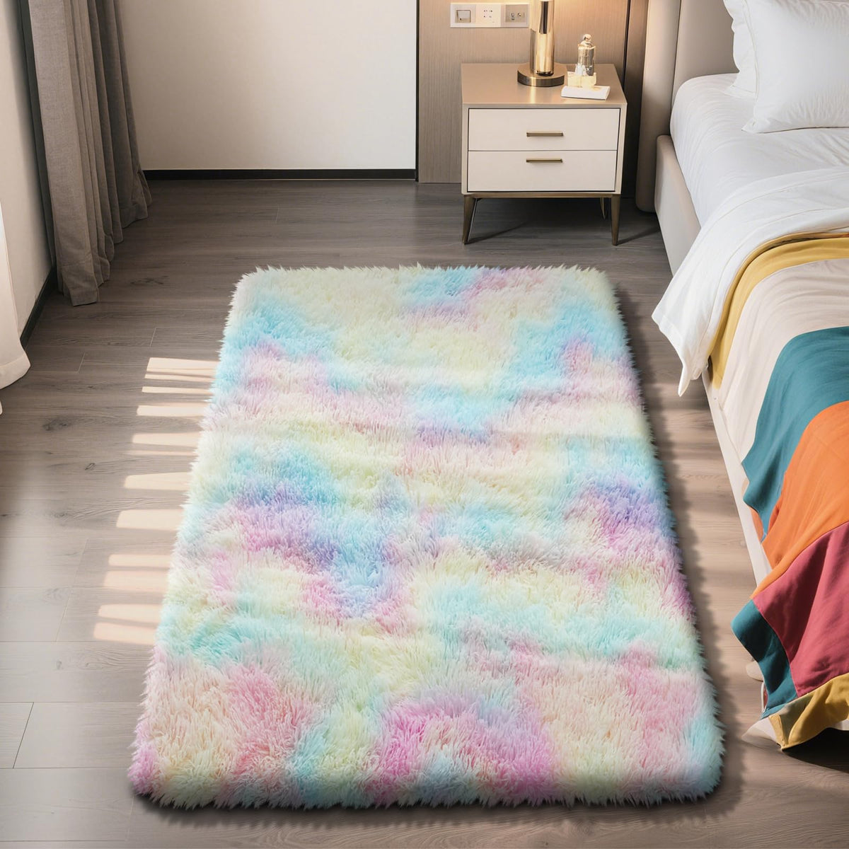 6x9 Black Fluffy Area Rug for Living Room,Large Shag Area Rugs for Bedroom