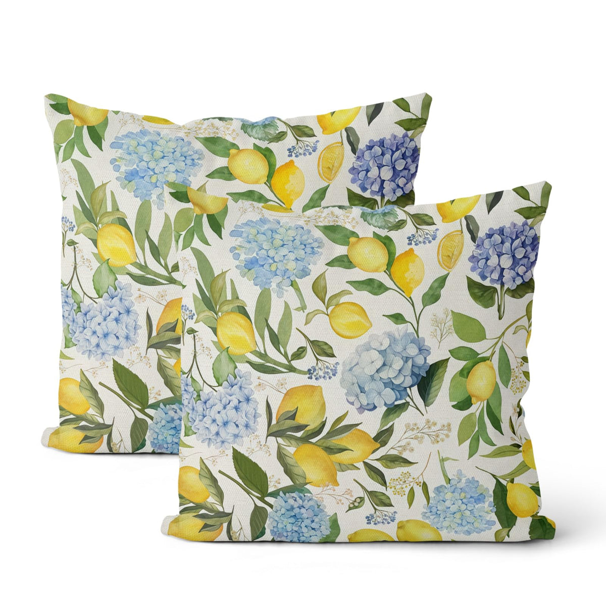 Floral Outdoor Pillow Covers 18x18 Inch Set of 2 Blue Green