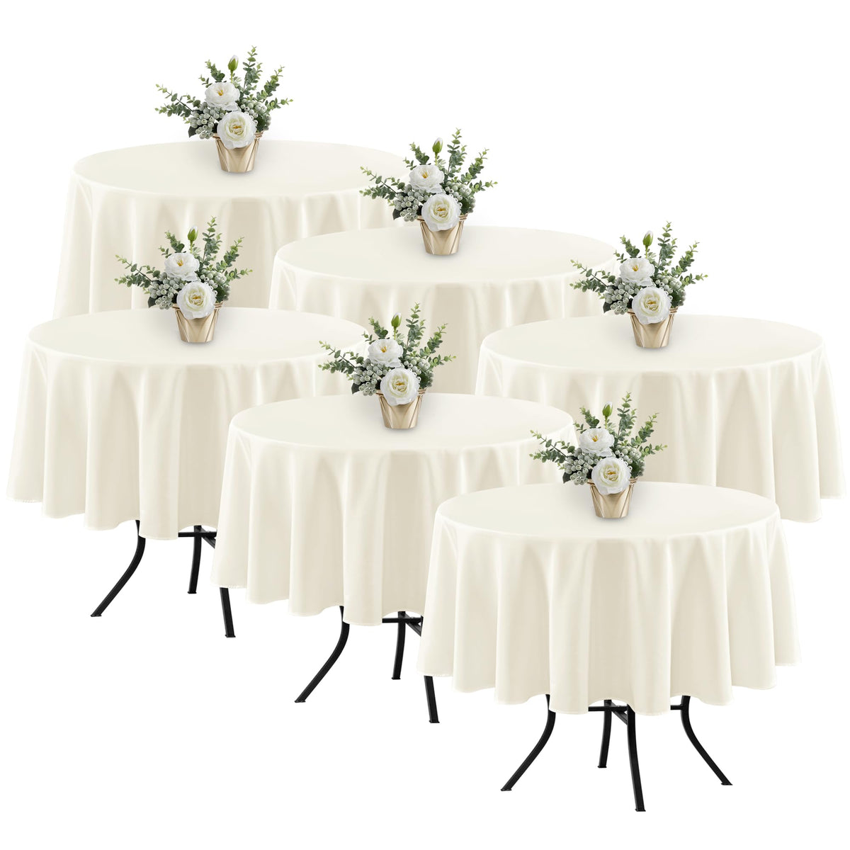 Fitable 6 Pack White Table Cloths 70x120 Inch for 6-8 Ft Rectangle Tables