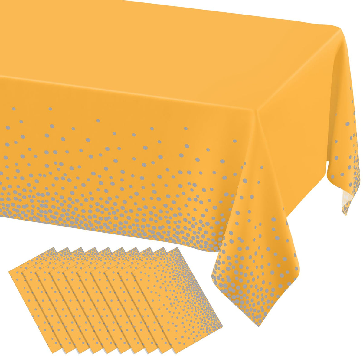 misaya 3 Packs Dot Disposable Table Cloth, 54 x 108 Inch Waterproof Plastic Tablecloth, Rectangle Gold Dots in White Table Covers for Picnic, Birthday, Party and Back to School