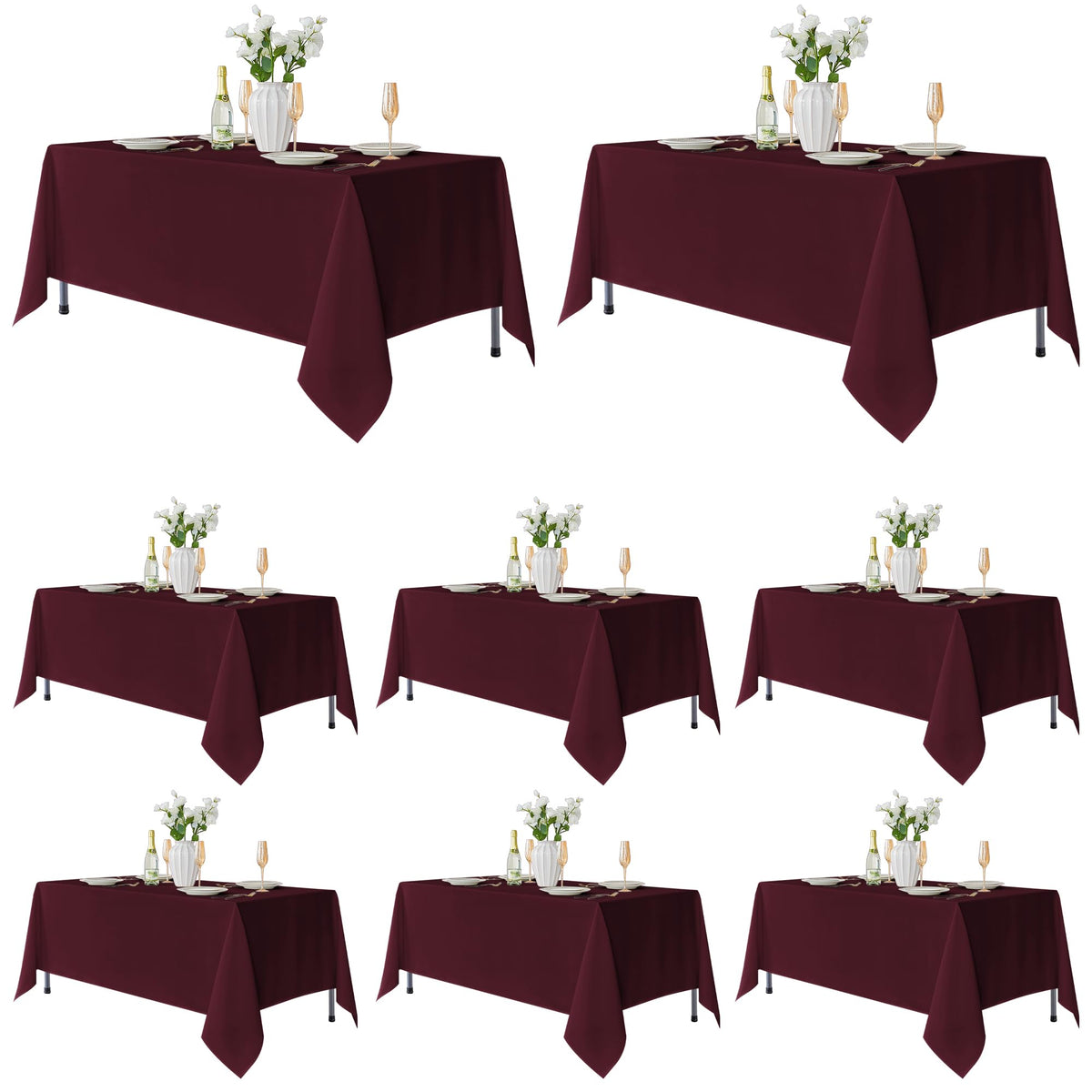 Fitable 6 Pack White Table Cloths 70x120 Inch for 6-8 Ft Rectangle Tables