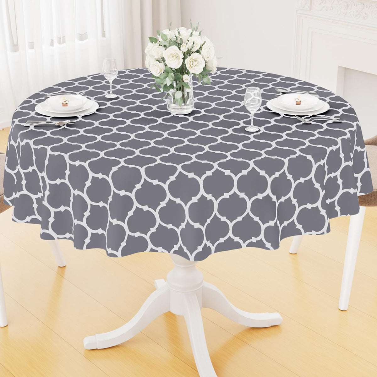 Smiry Rectangle Table Cloth, Flannel Backed Vinyl Tablecloth, 60"x84"