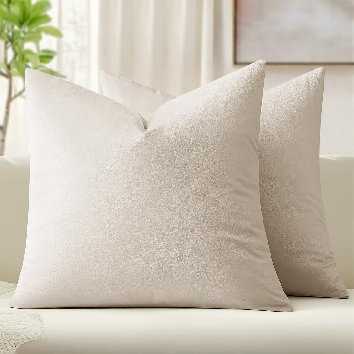 MIULEE Velvet Throw Pillow Covers 18x18 Inch Pack of 2 Dark Blue
