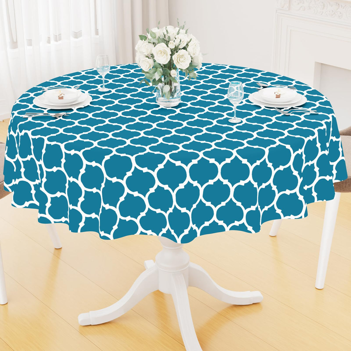 Smiry Rectangle Table Cloth, Flannel Backed Vinyl Tablecloth, 60"x84"