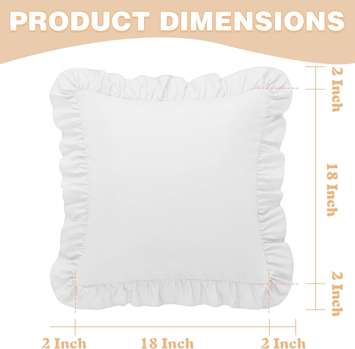 KKJIAF 2 Pack Ruffle Pillow Cases 18x18 Inches, White