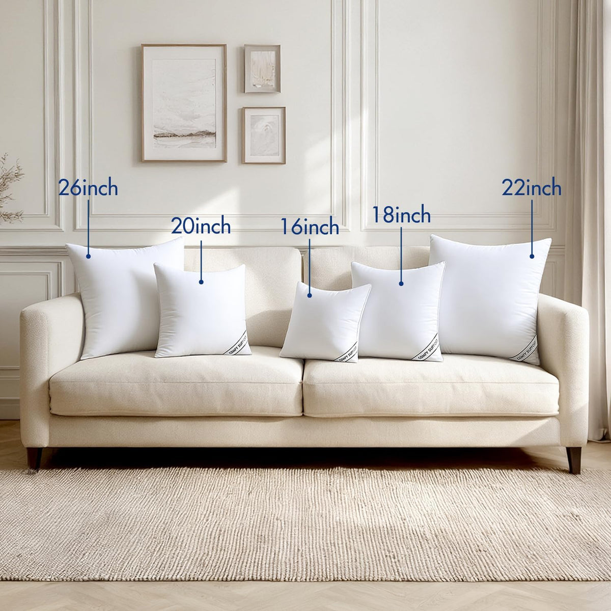 MIULEE 18x18 Pillows Inserts Pack of 4, Down Alternative Virgin Filling