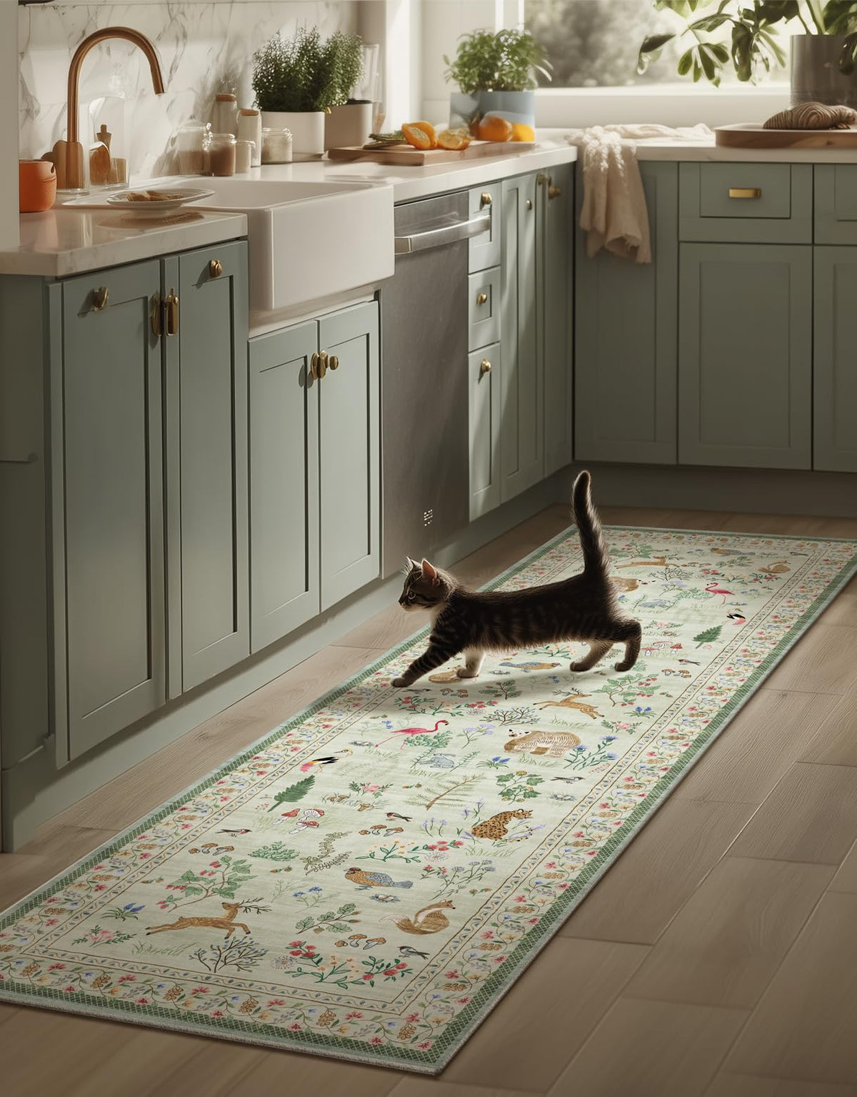 Washable Area Rugs for Living Room: 9x12 Area Rug for Bedroom Vintage Stain Resistant Non Slip Low Pile Lightweight Soft Carpet for Kitchen Dining Room Farmhouse Kids Room Nursery