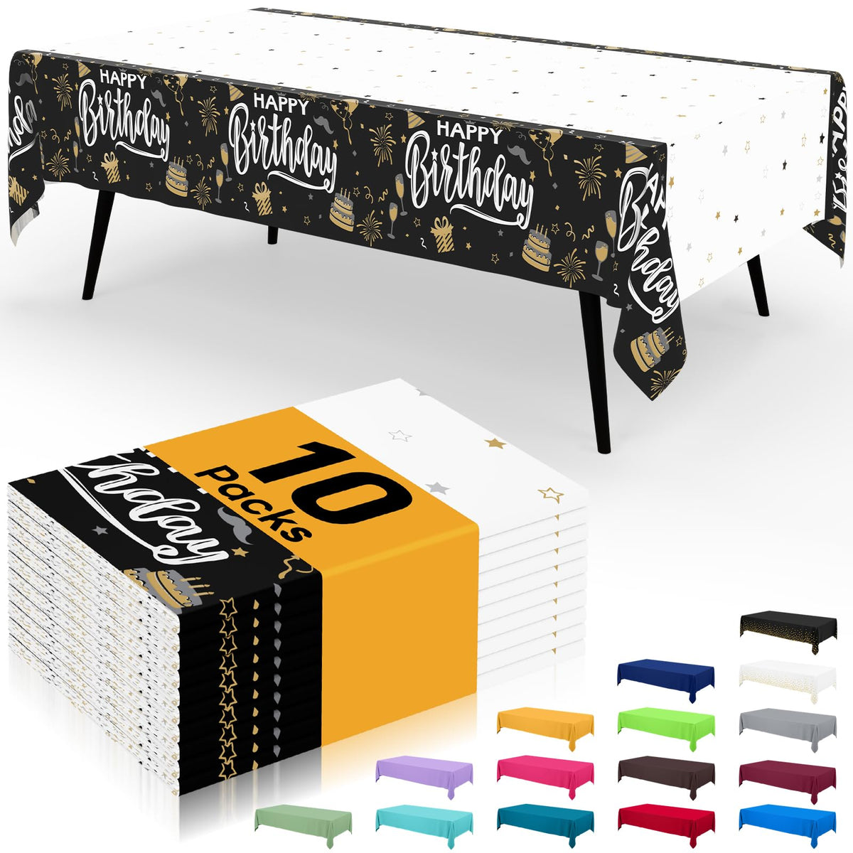 Smiry Disposable Table Cloth - 6 Pack, 54 x 108 Inch Waterproof Rectangle Tablecloths for Parties, Decorative Plastic Table Cover, Leakproof & Sturdy, White