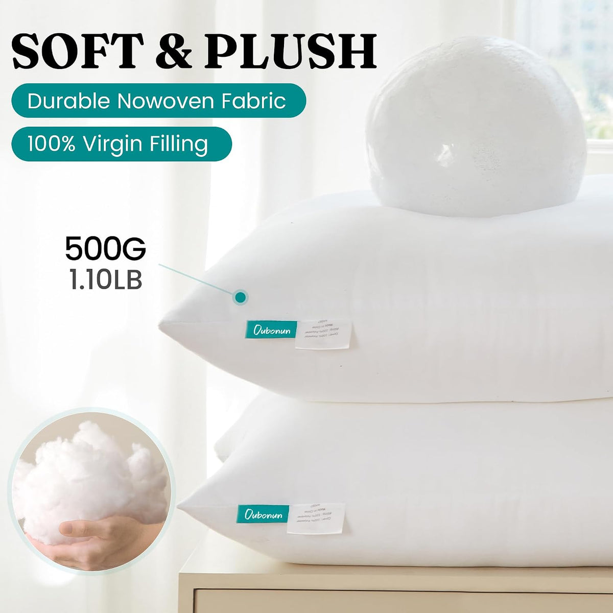 Oubonun 18 x 18 Throw Pillow Inserts