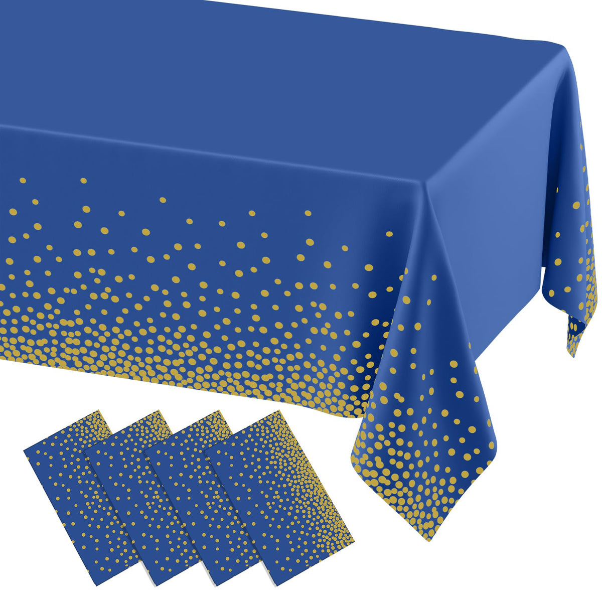 misaya 3 Packs Dot Disposable Table Cloth, 54 x 108 Inch Waterproof Plastic Tablecloth, Rectangle Gold Dots in White Table Covers for Picnic, Birthday, Party and Back to School
