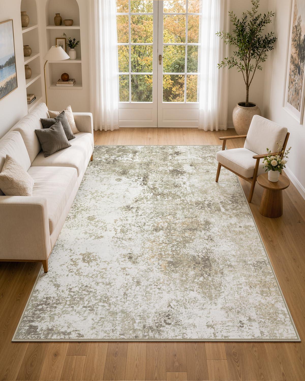 Lahome Modern Abstract Washable 5x7 Area Rugs for Living Room, Colorful Soft Bedroom Rug Low Pile Non Slip,Stain Resistance Dining Room Carpet for Nursery Office Entrance Home Office Decor