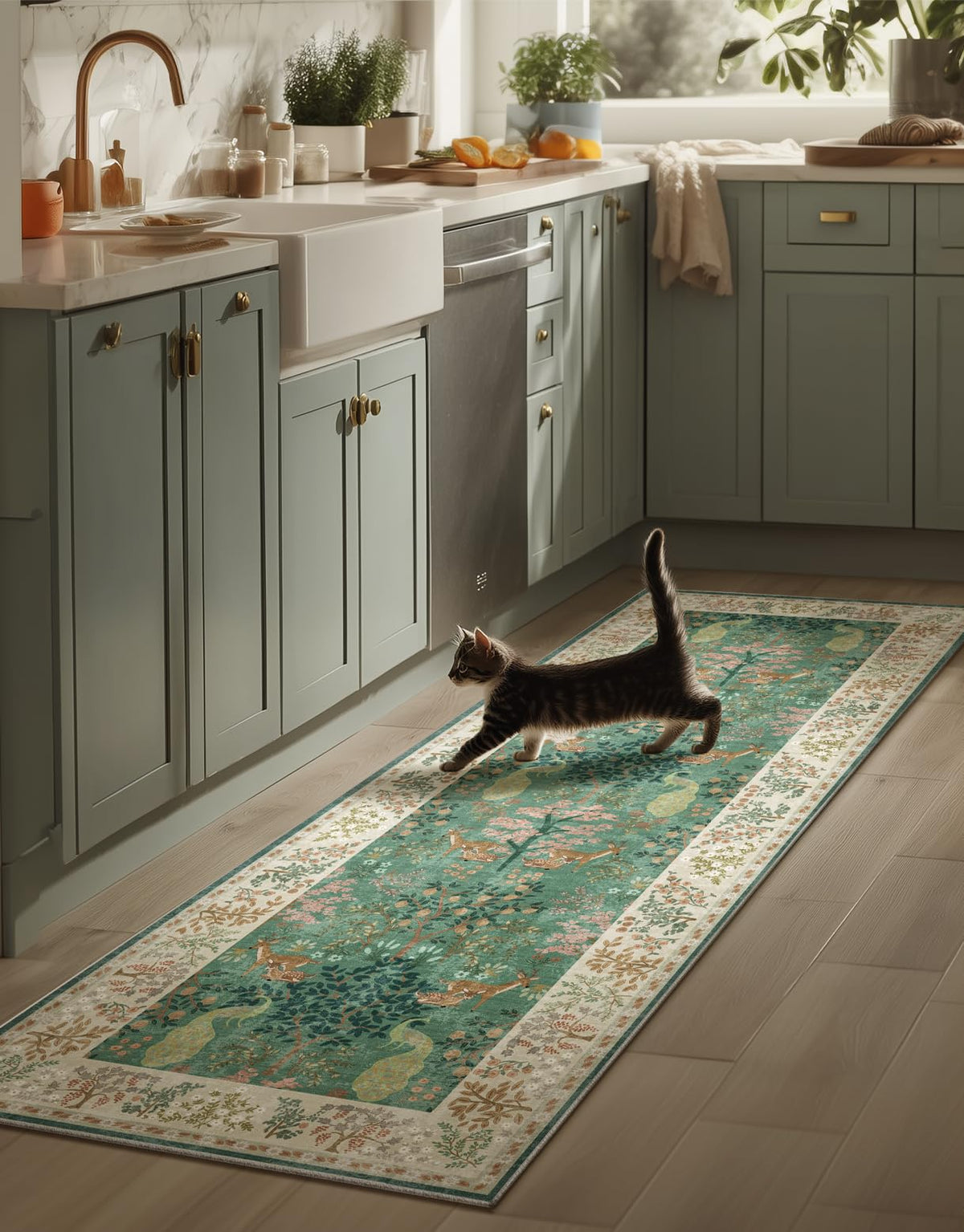 Washable Area Rugs for Living Room: 9x12 Area Rug for Bedroom Vintage Stain Resistant Non Slip Low Pile Lightweight Soft Carpet for Kitchen Dining Room Farmhouse Kids Room Nursery