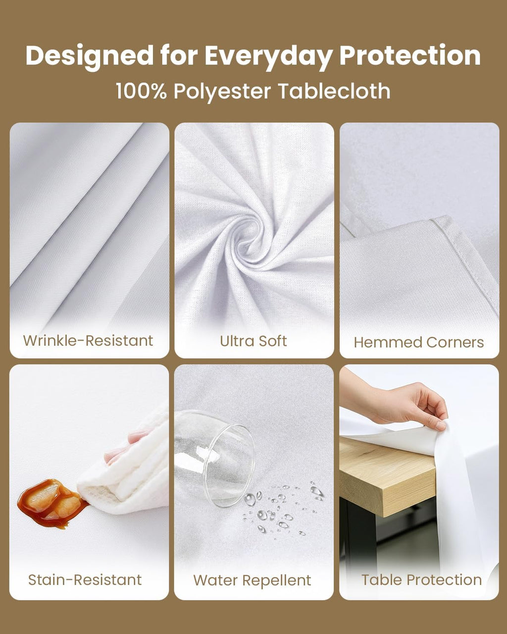 Utopia Kitchen Rectangle Table Cloth 2 Pack [60x102 Inches, White]