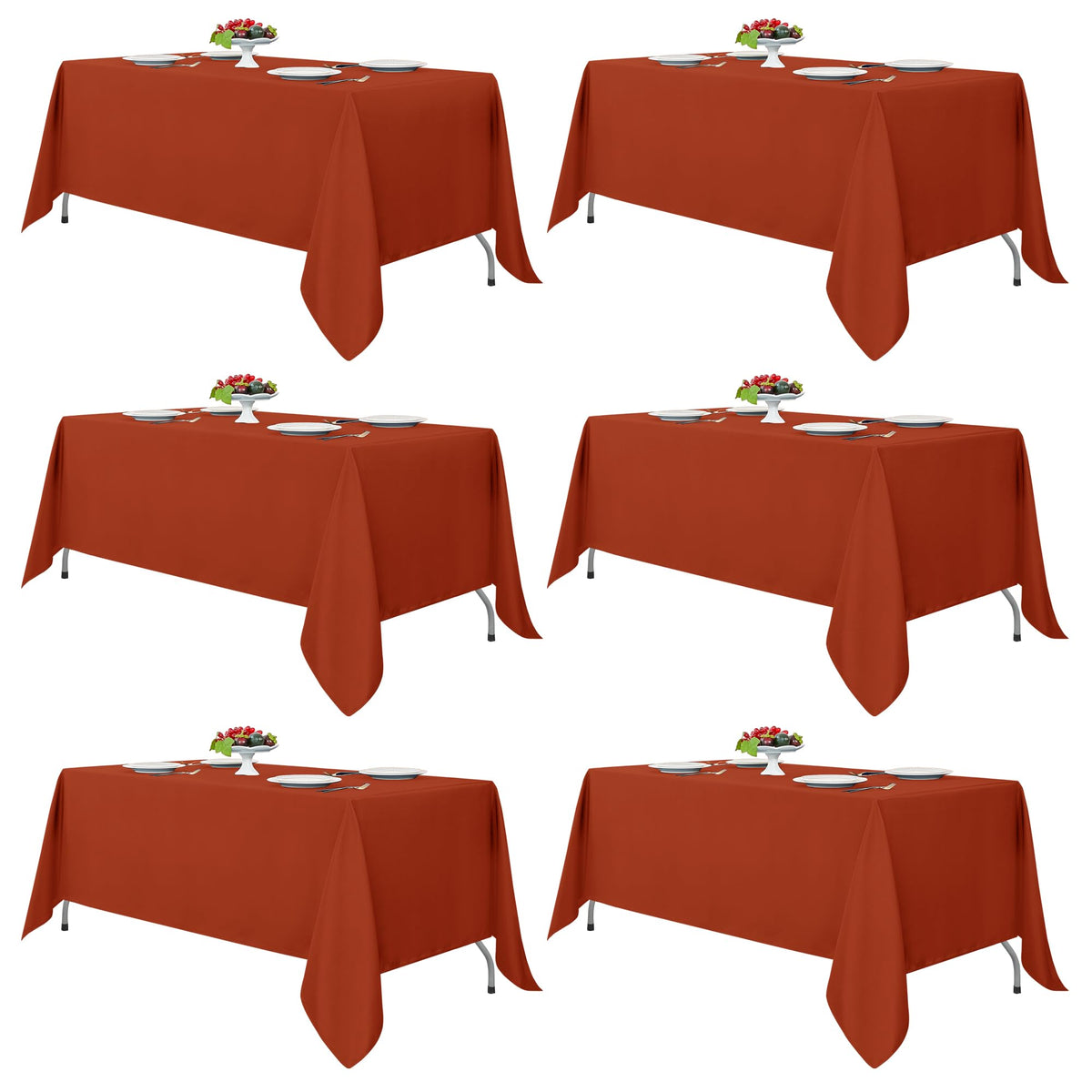 Fitable 6 Pack White Table Cloths 70x120 Inch for 6-8 Ft Rectangle Tables