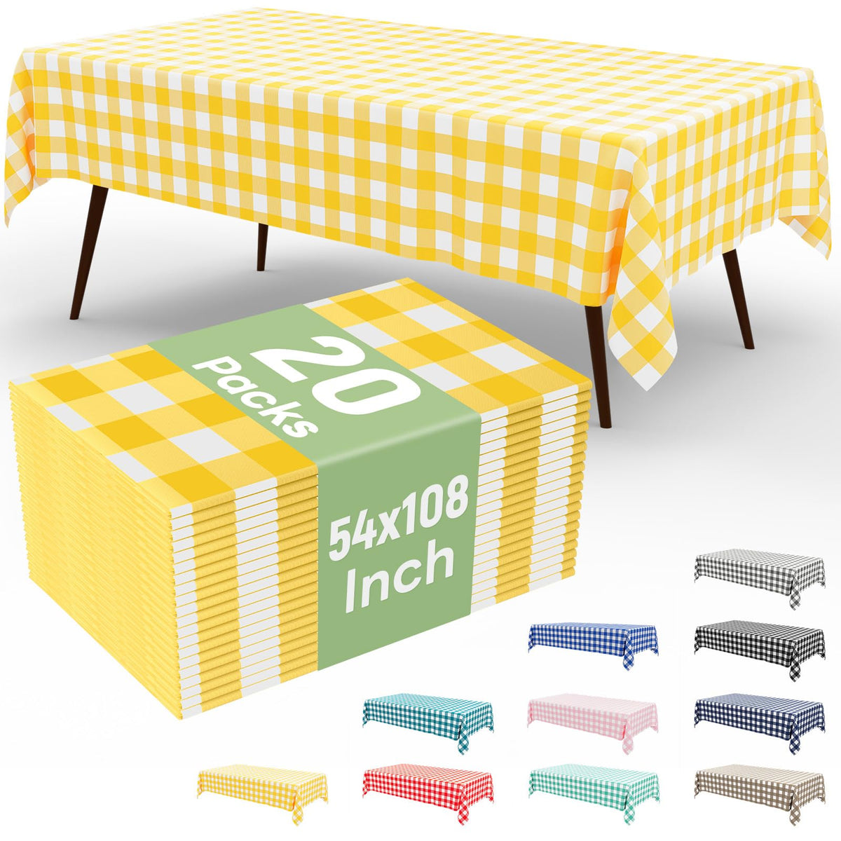 misaya 4 Packs Buffalo Disposable Table Cloth, 54 x 108 Inch Waterproof Plastic Tablecloth, Rectangle Red and White Checkered Table Covers for Picnic, Birthday, Party, Back to School