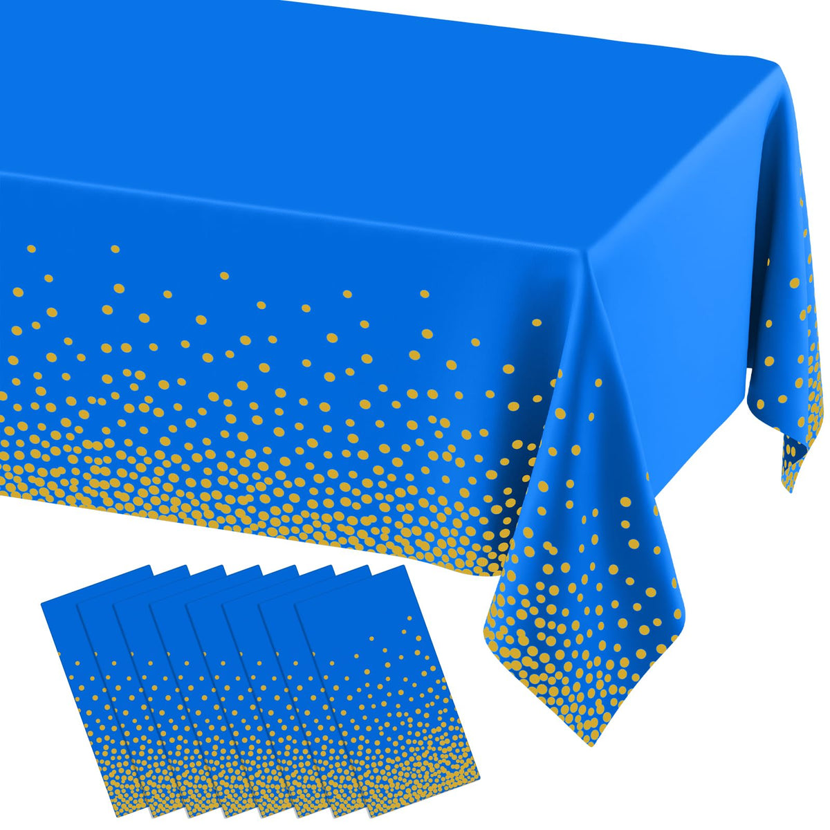 misaya 8 Packs Disposable Plastic Table Cloth, Gold Dots in Black