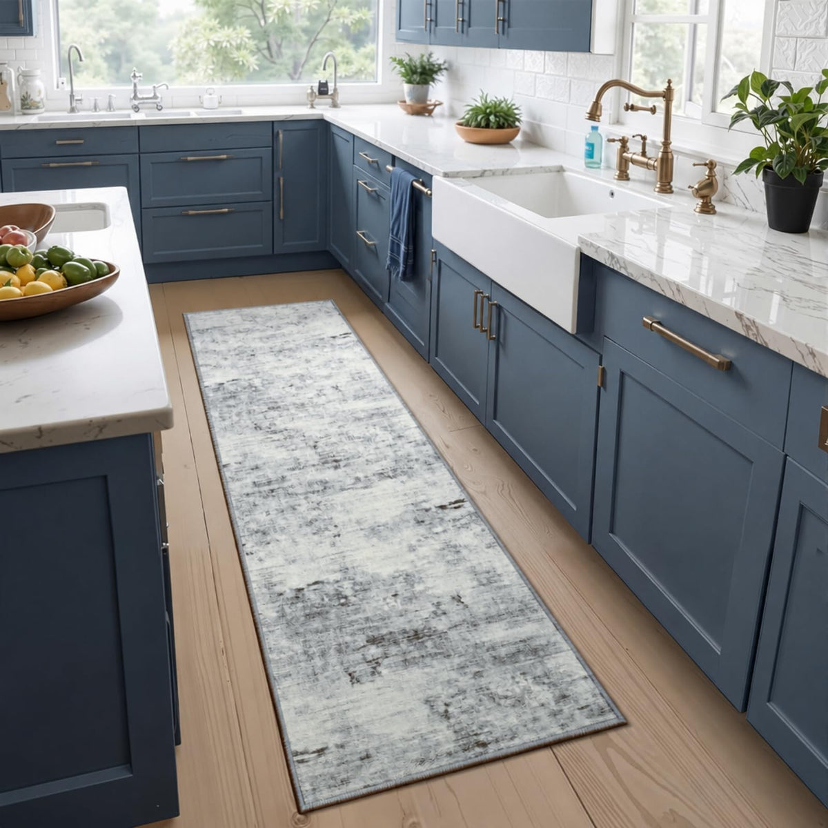 Toneed 4'x6' Washable Area Rugs for Bedroom Living Room, 48"x72" Grey