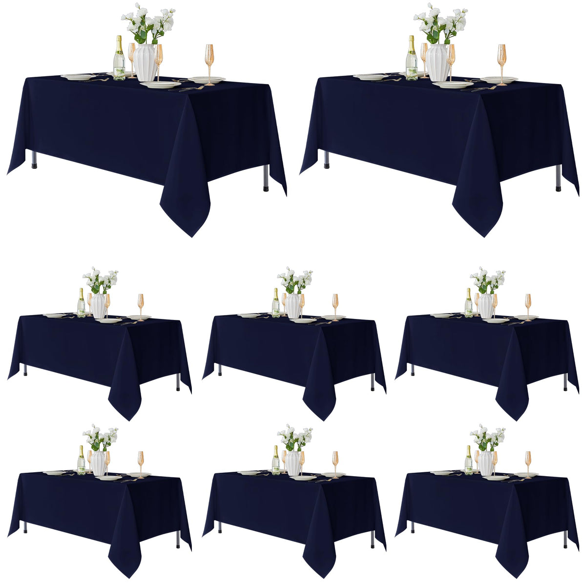 Fitable 6 Pack White Table Cloths 70x120 Inch for 6-8 Ft Rectangle Tables