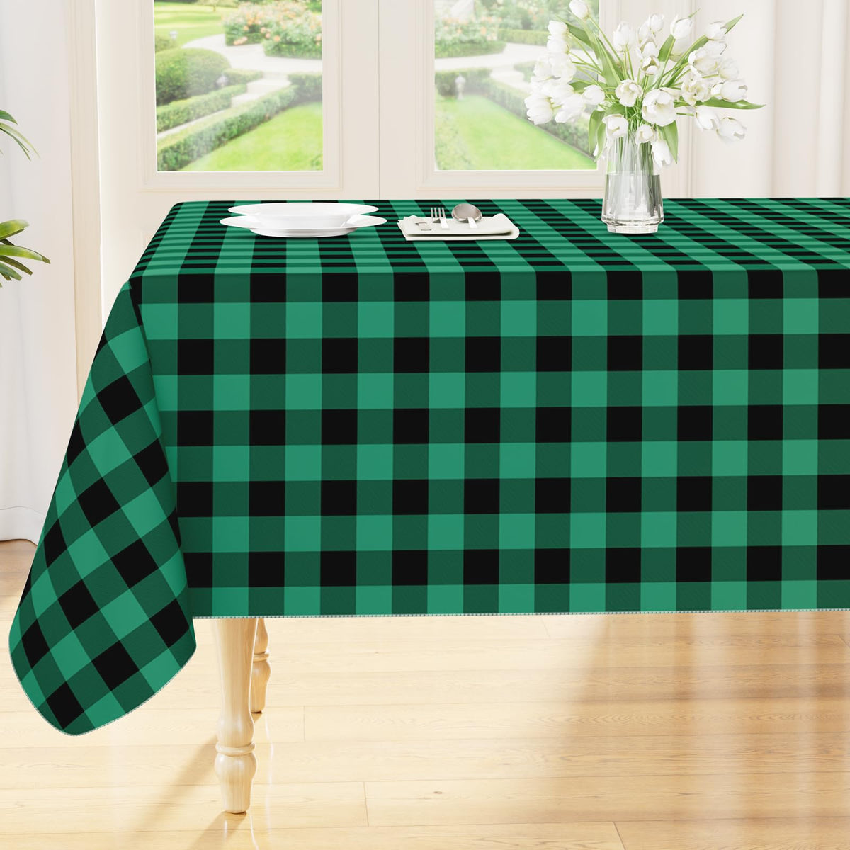 Smiry Picnic Table Cloth, Vinyl Tablecloths with Flannel Backing, 60"x84"