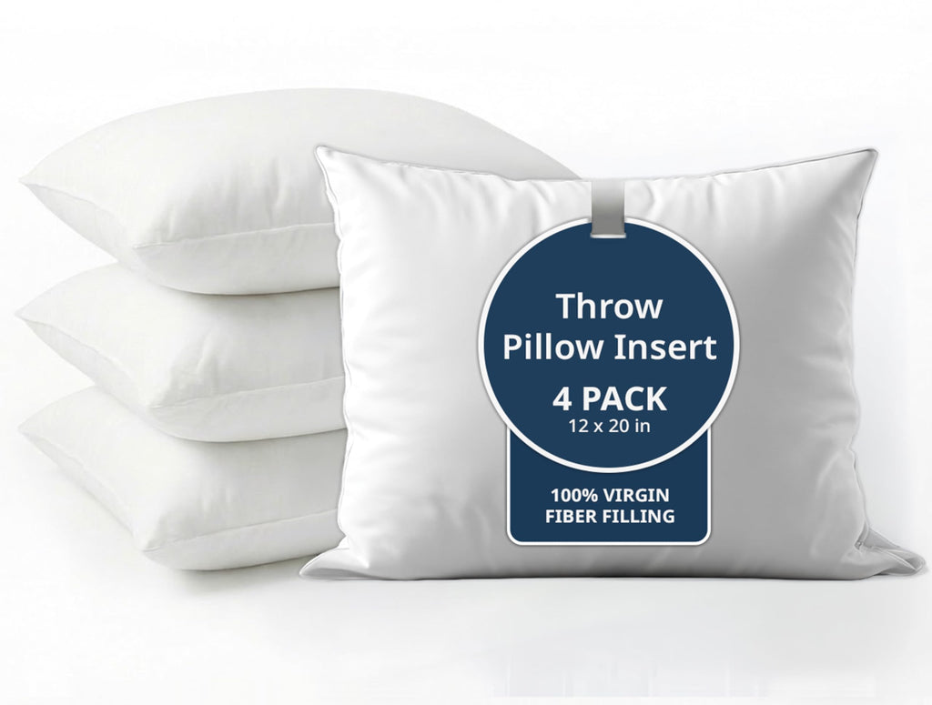 LANE LINEN 4 Pack 18x18 White Throw Pillow Inserts for Decorative Pillow Covers, Couch Pillows for Living Room, Fluffy Pillows for Bed