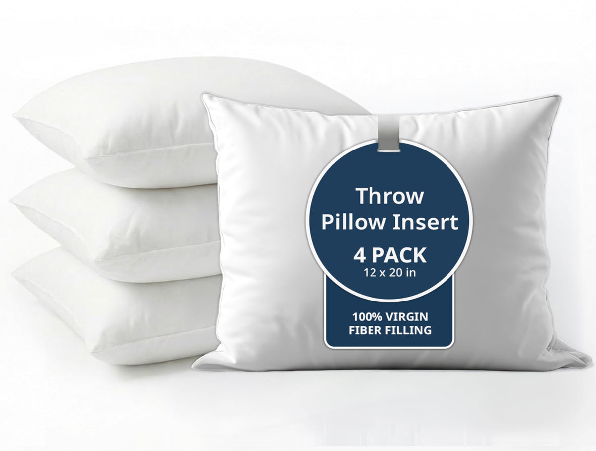 LANE LINEN 4 Pack 18x18 White Throw Pillow Inserts for Decorative Pillow Covers, Couch Pillows for Living Room, Fluffy Pillows for Bed
