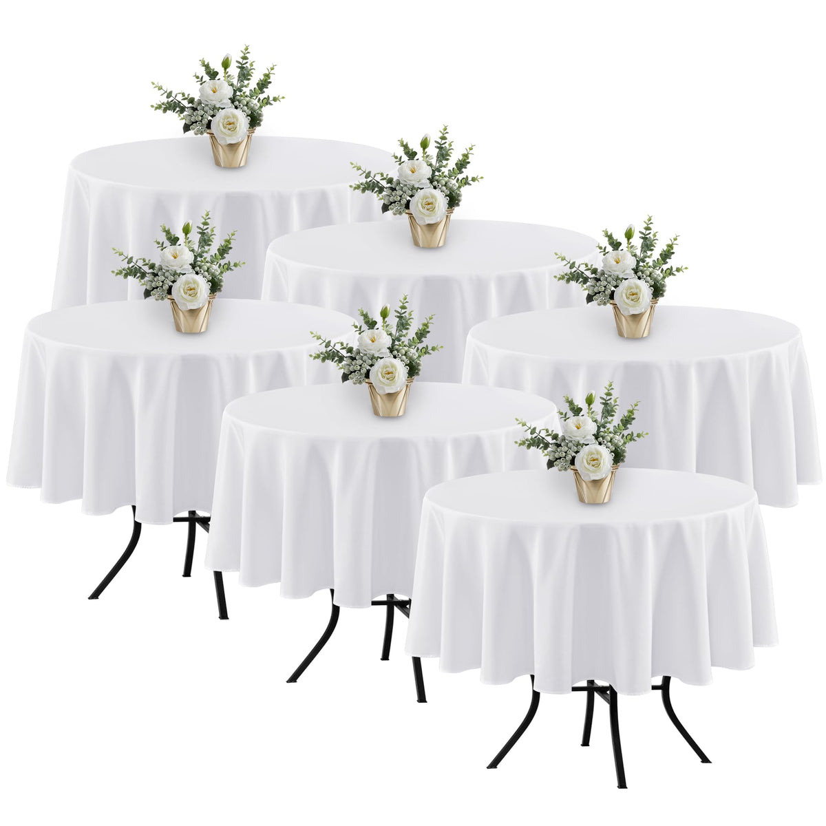 Fitable 6 Pack White Table Cloths 70x120 Inch for 6-8 Ft Rectangle Tables