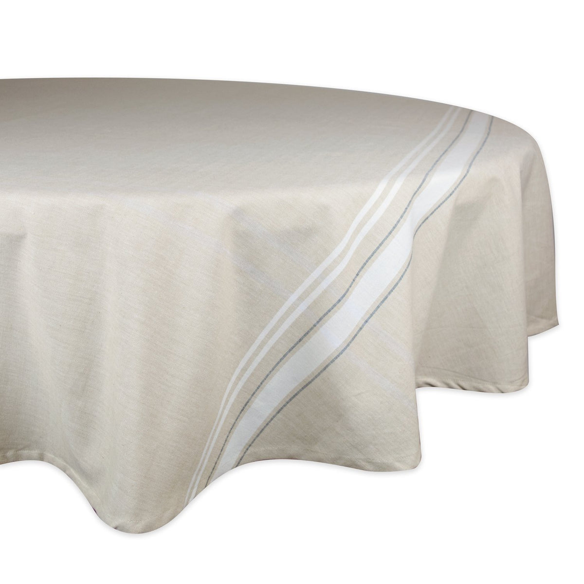 DII French Stripe Tabletop Collection Farmhouse Style Dining Table Linen Tablecloth, 60x120, Blue Chambray