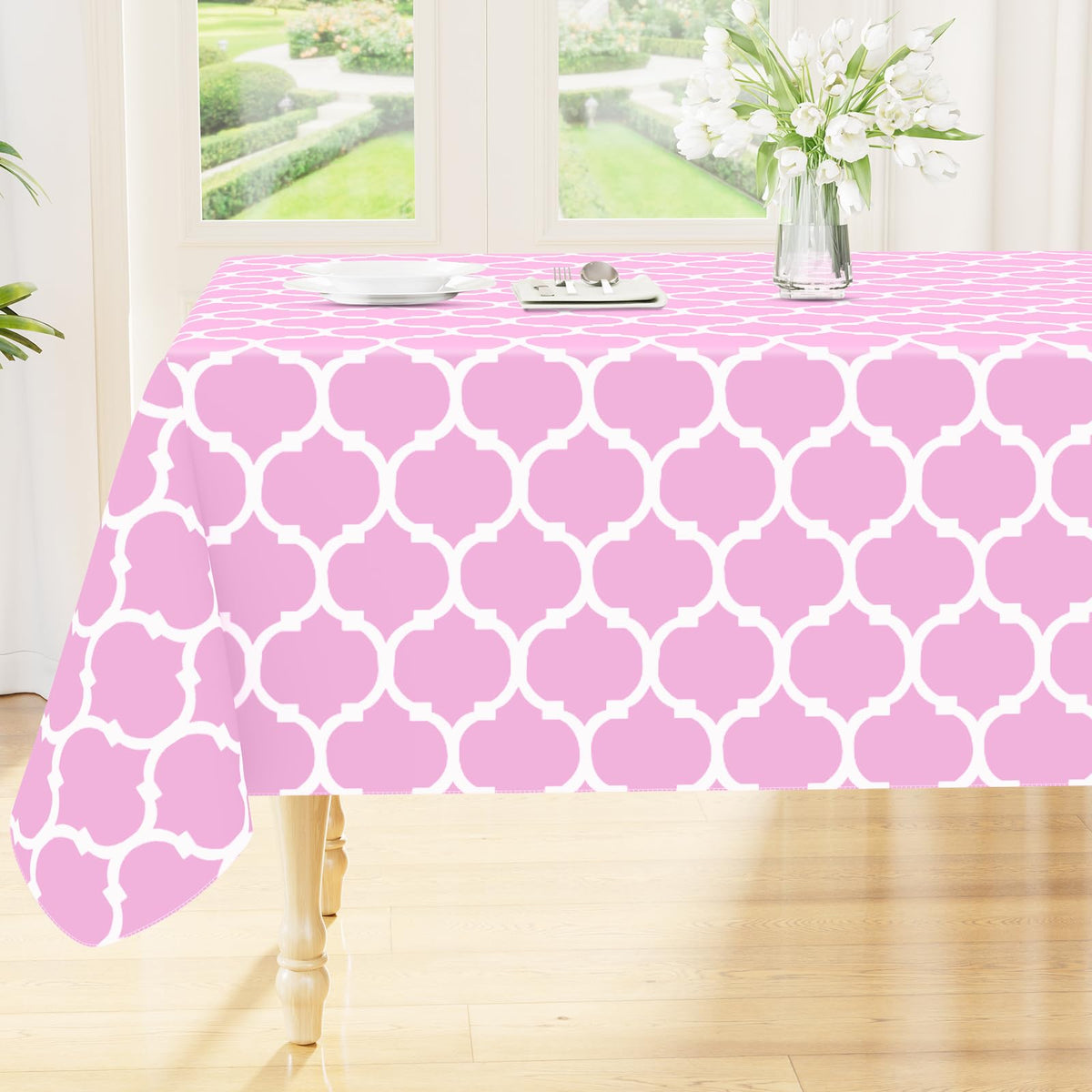 Smiry Rectangle Table Cloth, Flannel Backed Vinyl Tablecloth, 60"x84"