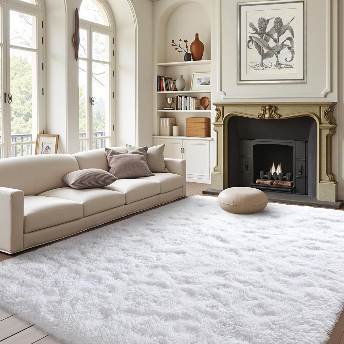 5x8 Area Rugs For Living Room Fluffy Black Rug For Bedroom (Black)