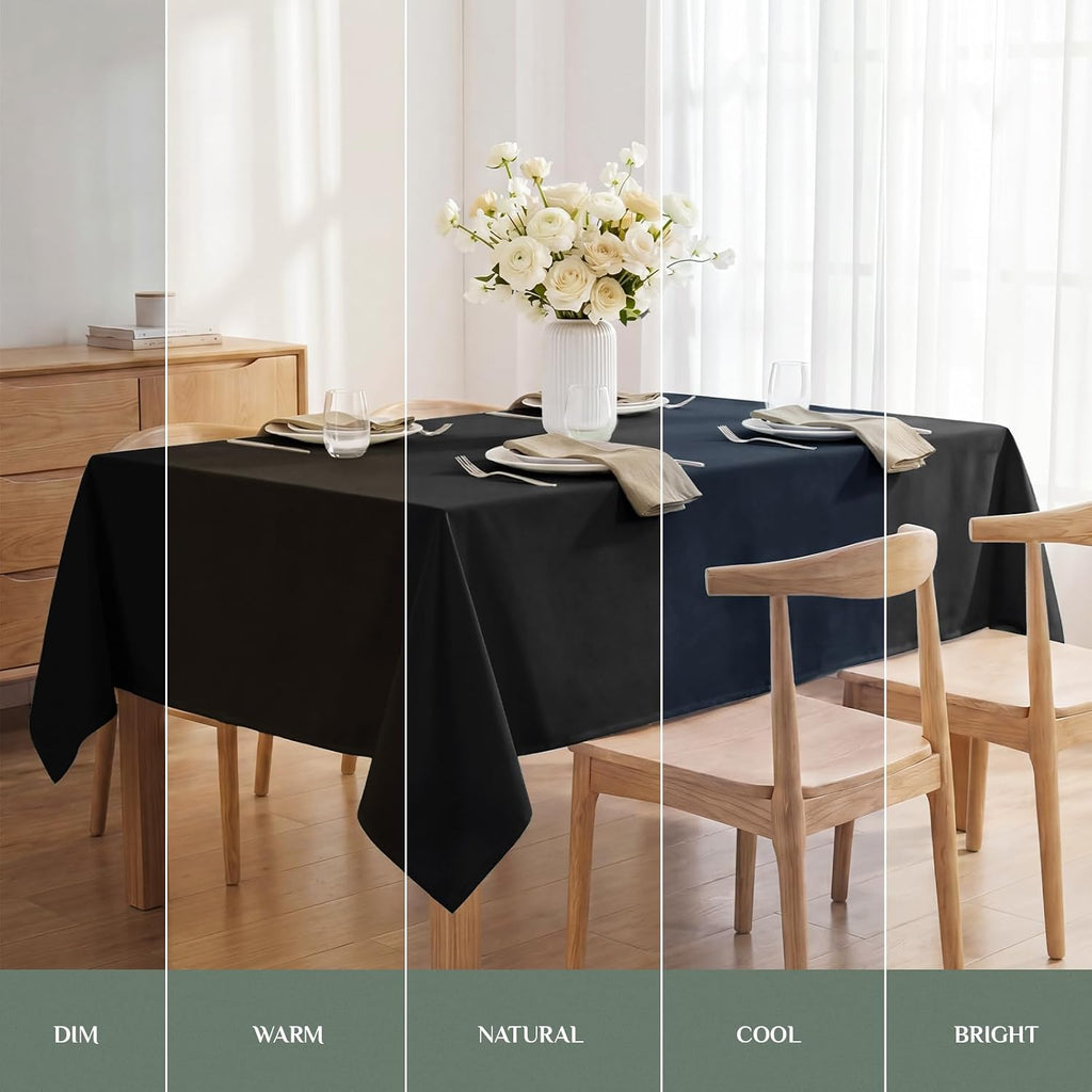 Softalker Rectangle Tablecloth, Waterproof Table Cloths Wrinkle Free Fabric Washable Polyester Table Cover for Dining Party Outdoor Camping Wedding - 60 x 84 inch, Black