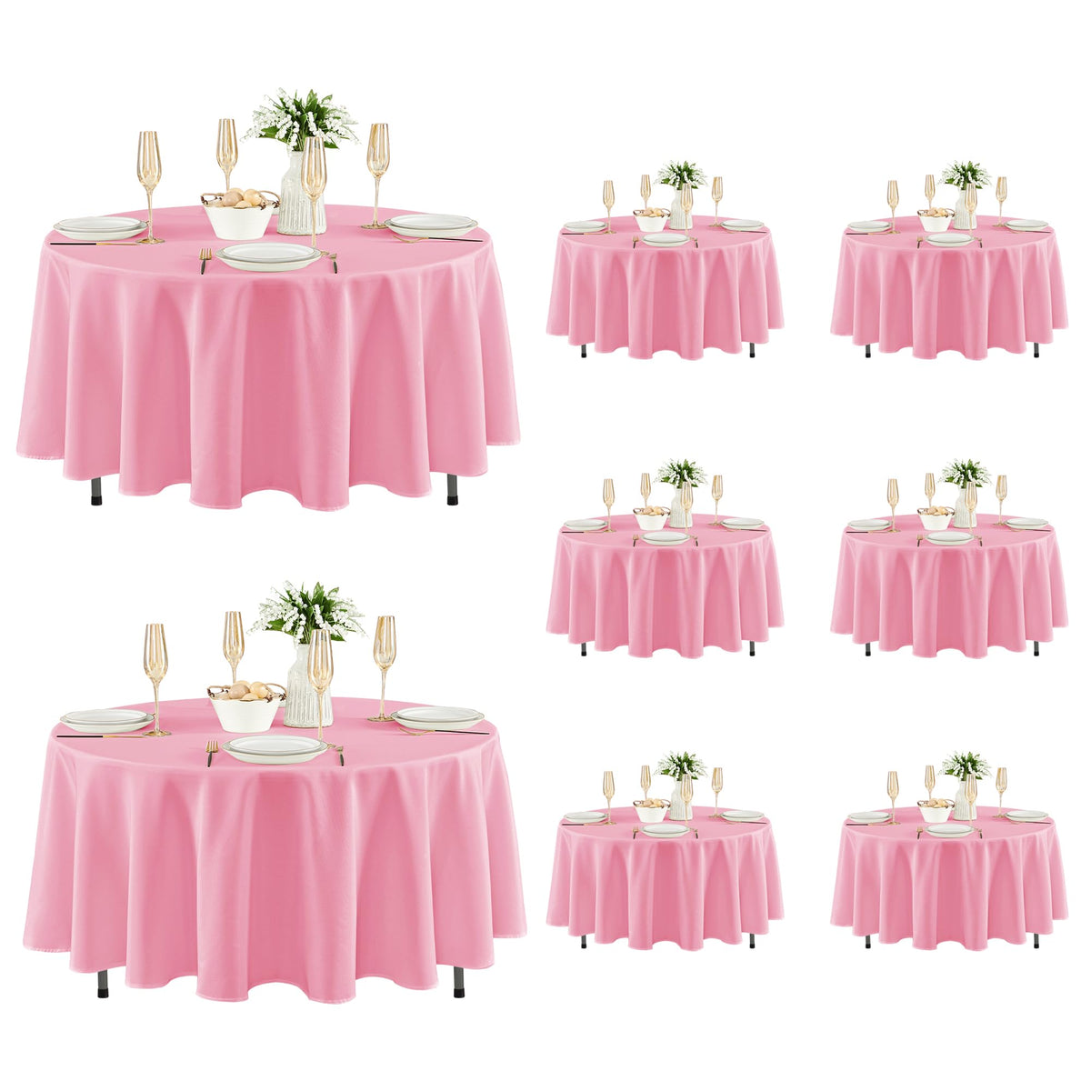 Fitable 6 Pack White Table Cloths 70x120 Inch for 6-8 Ft Rectangle Tables
